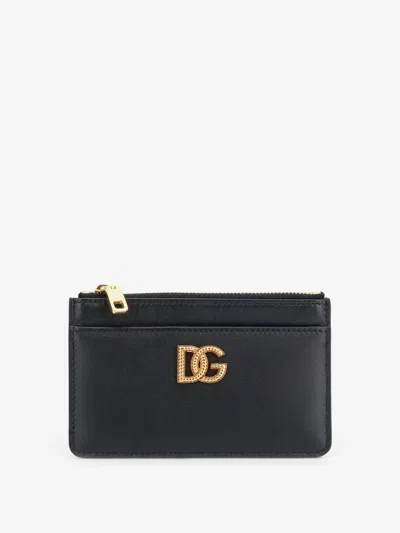 Dolce & Gabbana Leather Card Holder In Black