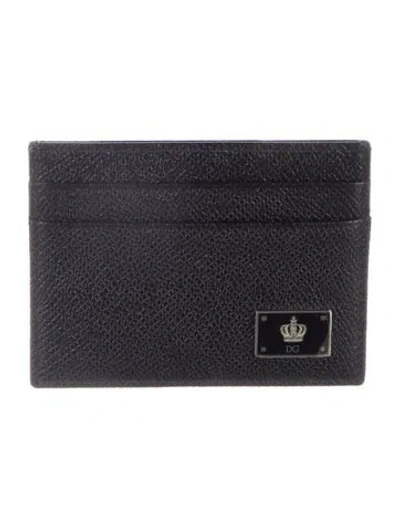 Pre-owned Dolce & Gabbana Leather Card Holder In Black