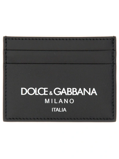 Dolce & Gabbana Leather Card Holder In Black