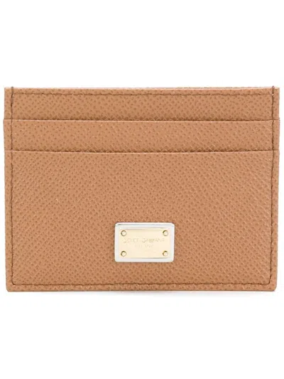 Dolce & Gabbana Leather Card Holder In Brown