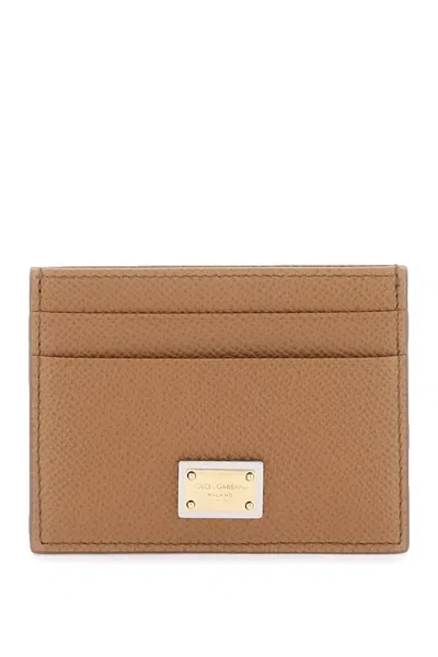 Dolce & Gabbana Leather Card Holder In Brown
