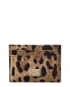 Dolce & Gabbana Two-color Shiny Leather Card Holder In Brown