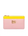 Dolce & Gabbana Leather Card Holder Color Yellow And Pink In Pink/yellow