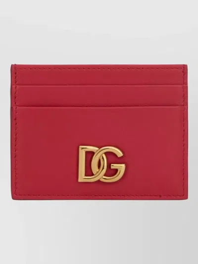 Dolce & Gabbana Leather Card Holder Compact Size Pocket In Red