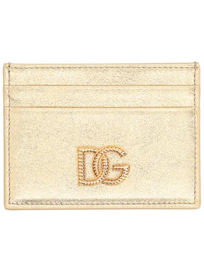 Dolce & Gabbana Women Leather Card Holder In Gold