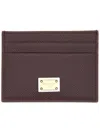 Dolce & Gabbana Burgundy Calfskin Card Holder In Gray