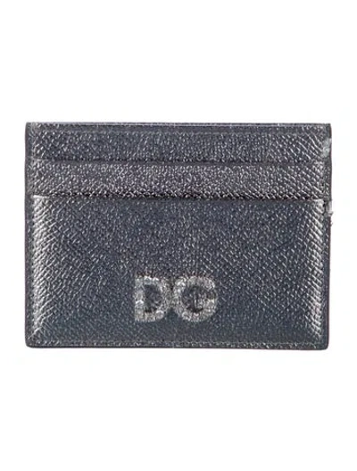 Pre-owned Dolce & Gabbana Leather Card Holder In Metallic/silver