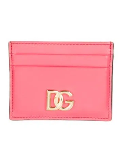 Pre-owned Dolce & Gabbana Leather Card Holder In Pink