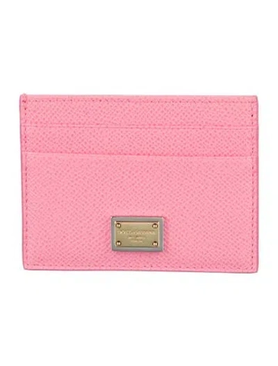 Pre-owned Dolce & Gabbana Leather Card Holder In Pink