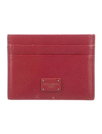 Pre-owned Dolce & Gabbana Leather Card Holder In Red