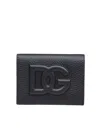 Dolce & Gabbana Logo Embossed Textured Finish Wallet In Black