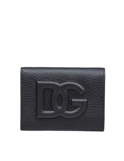 Dolce & Gabbana Logo Embossed Textured Finish Wallet In Black