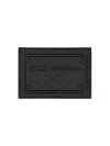 Dolce & Gabbana Small Zip-around Wallet In Calfskin With Raised Logo In Black