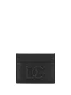 Dolce & Gabbana Small Zip-around Wallet In Calfskin With Raised Logo In Black