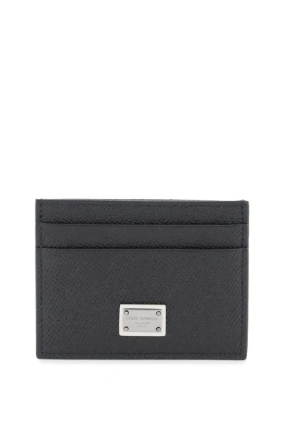 Dolce & Gabbana Leather Card Holder With Logo Plate In Black