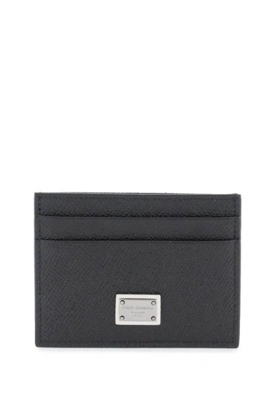 Dolce & Gabbana Leather Card Holder With Logo Plate In Nero (black)