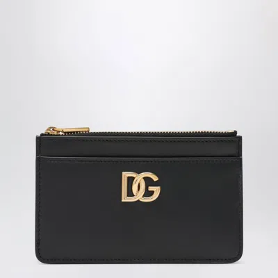 Dolce & Gabbana Leather Card Holder With Zipper In Black