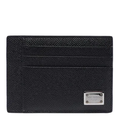 Dolce & Gabbana Leather Cardholder Dauphine Print In Nero