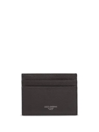 Dolce & Gabbana Leather Cardholder In Grey