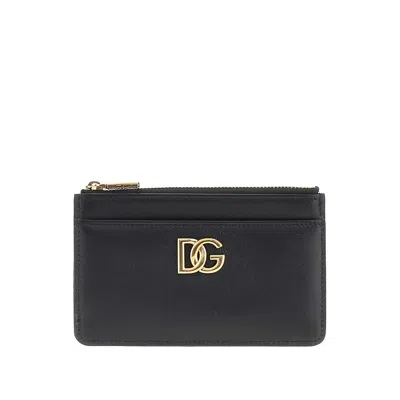 Dolce & Gabbana Leather Cardholder Pouch In Black