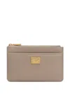 Dolce & Gabbana Slim Design Plonge Cardholder With Gold Hardware In Sand