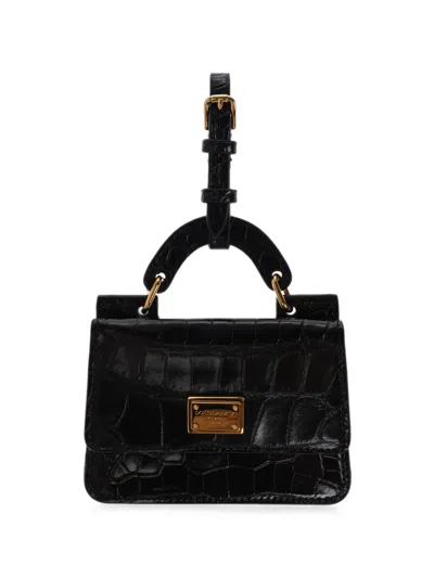 Dolce & Gabbana Leather Cardholder With Logo In Black
