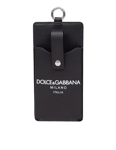 Dolce & Gabbana Leather Cell Phone Holder With Black Logo