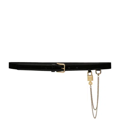 Dolce & Gabbana Chain-link Patent Leather Belt In Black