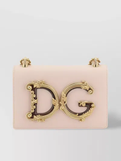 Dolce & Gabbana Leather Chain Shoulder Bag Gold Hardware