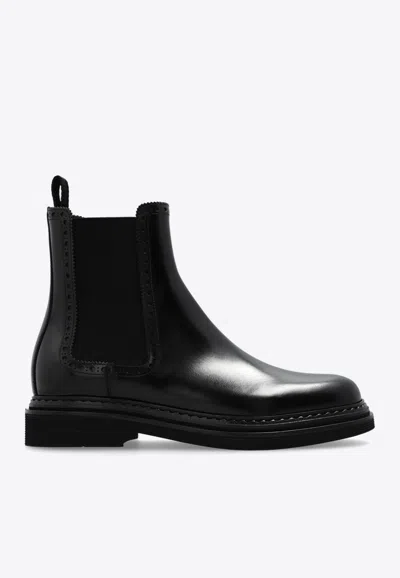 DOLCE & GABBANA LEATHER CHELSEA ANKLE BOOTS