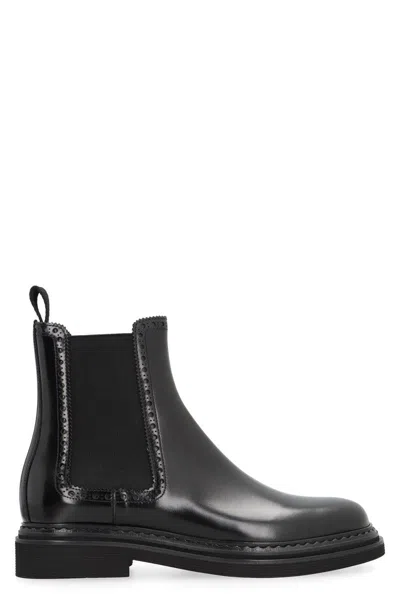Dolce & Gabbana Leather Chelsea Boots In Black