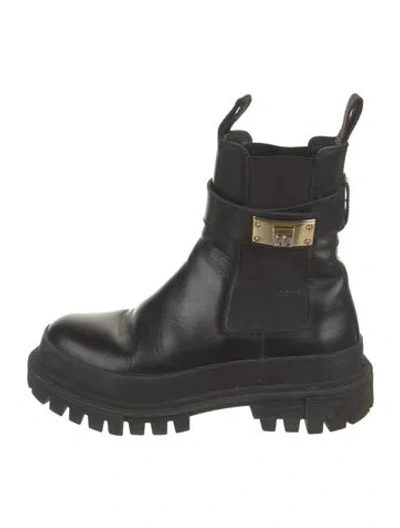 Pre-owned Dolce & Gabbana Leather Chelsea Boots In Black