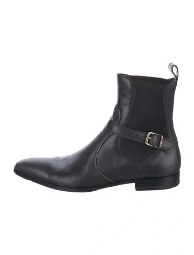 Pre-owned Dolce & Gabbana Leather Chelsea Boots In Black