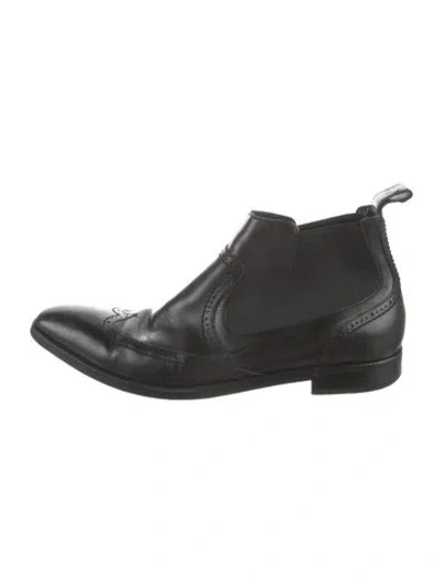 Pre-owned Dolce & Gabbana Leather Chelsea Boots In Black
