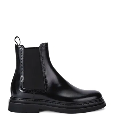 Dolce & Gabbana Leather Chelsea Boots In Black