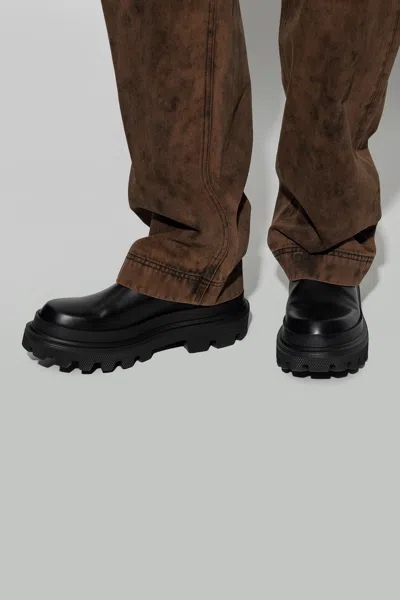 Dolce & Gabbana Leather Chelsea Boots In Black