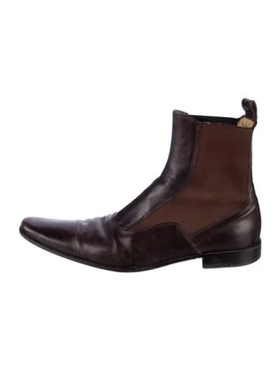 Pre-owned Dolce & Gabbana Leather Chelsea Boots In Brown