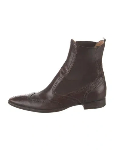 Pre-owned Dolce & Gabbana Leather Chelsea Boots In Brown