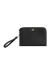 Dolce & Gabbana Black Clutch With Removable Wrist Strap And Logo Plaque On The Front In Black