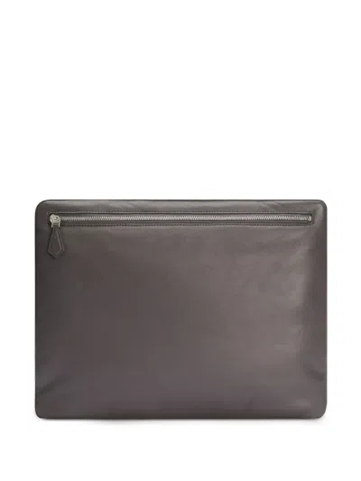 Dolce & Gabbana Leather Clutch Bag In Grey