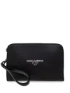 Dolce & Gabbana Clutch Leather Wrist Strap In Black