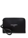 Dolce & Gabbana Clutch Leather Wrist Strap In Black