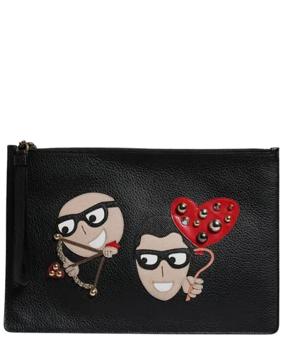Dolce & Gabbana Leather Clutch In Black