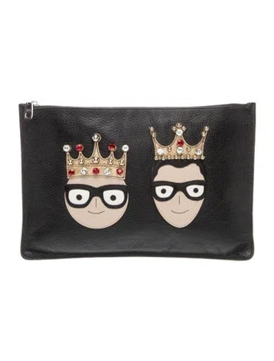 Pre-owned Dolce & Gabbana Leather Clutch In Black