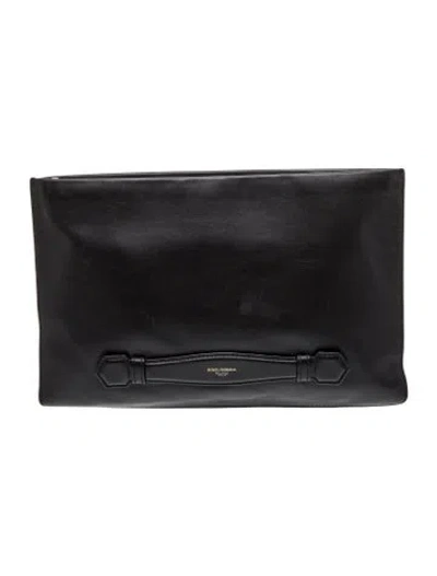 Pre-owned Dolce & Gabbana Leather Clutch In Black