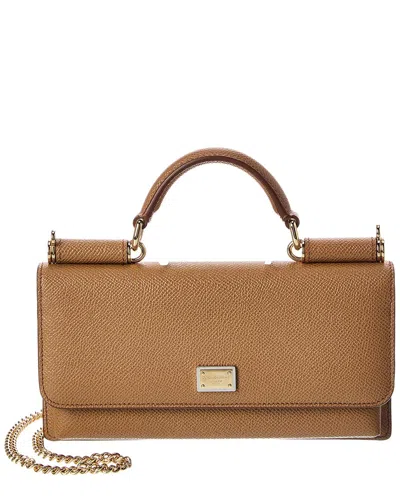 Dolce & Gabbana Leather Clutch In Brown