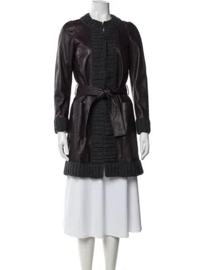Pre-owned Dolce & Gabbana Leather Coat In Neutrals