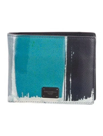 Pre-owned Dolce & Gabbana Leather Colorblock Pattern Bifold Wallet In Multi