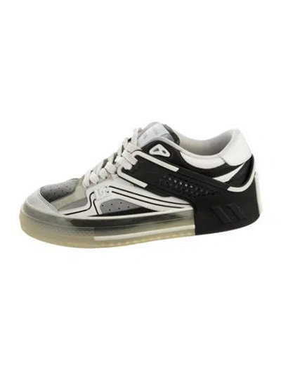 Pre-owned Dolce & Gabbana Leather Colorblock Pattern Sneakers In Multi