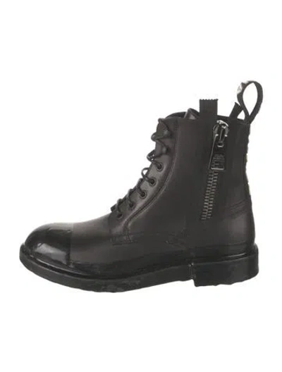 Pre-owned Dolce & Gabbana Leather Combat Boots In Black
